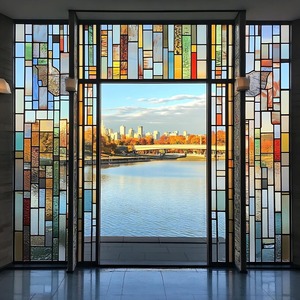 Séparateur d'espace intérieur sur mesure Conception de verre de <span class=keywords><strong>treillis</strong></span> géométrique Cloisons d'écran <span class=keywords><strong>en</strong></span> émail translucide givré Différents modèles - Product Image 2