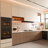 Ensemble de meubles de cuisine modulaires personnalisés, étanches, avec comptoir, en MDF et contreplaqué, pour maison et villa