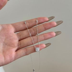 Dylam Classic Design Fine Fashion S925 Silver Link Chain Square 5A Cubic Zircon Pendant Necklace for <b>Gifts</b> Daily Wear Jewel - Product Image 6