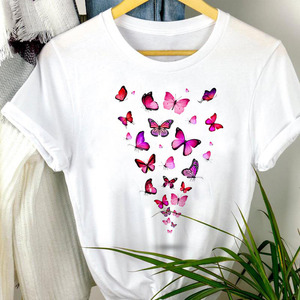 Groothandel Hoge Kwaliteit Vrouwen Goedkope T-Shirt Effen Oversized Sexy Dames Straat Casual Print Cartoon Korte Mouw Tops Kleding - Product Image 2