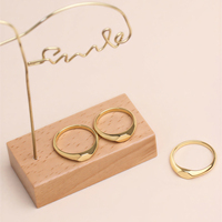 AOFEI Hochwertiger Minimalistischer Schmuck 18K PVD Vergoldeter Edelstahl Mini Blanko Sechseck Siegelring zum Gravieren