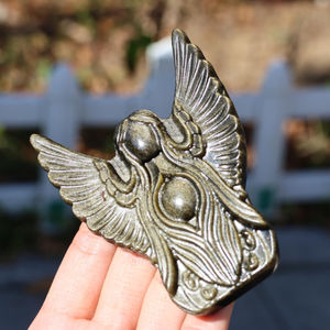 Figura Decorativa de Obsidiana Dorada Tallada a Mano, Estilo Bohemio, Regalo Elegante, para Decoración - Product Image 5