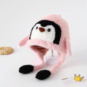Chapeau de pingouin Xi Boyu pour enfants, chapeau chaud d'automne et d'hiver avec protection des oreilles, fonction sonore, design de dessin animé mignon - Product Image 3