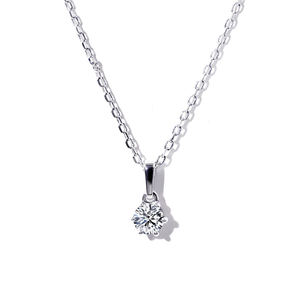 Collar Tianyu con Moissanita, Simple y Elegante, Hecho de Plata de Ley 925 Chapada en Platino de 18K, Unisex - Product Image 1