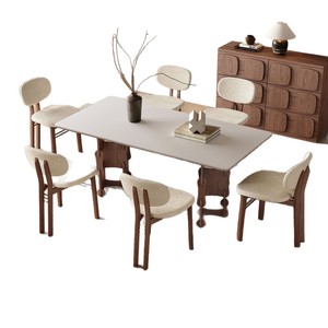 Vintage Style Solid Wood Rectangular Dining <b>Table</b> <b>White</b> Slab Nordic Design Stable Structure For <b>Small</b> Apartments - Product Image 4