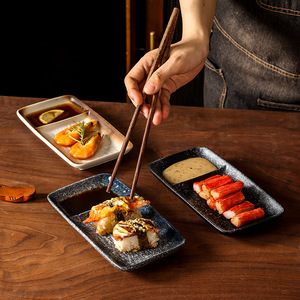 Plato de rejilla retro <span class=keywords><strong>japonés</strong></span>, plato de <span class=keywords><strong>sushi</strong></span> con compartimento para salsa de inmersión. Se puede utilizar con fines comerciales o domésticos - Product Image 4