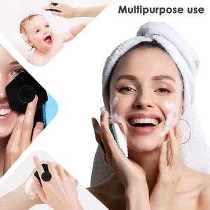 Brosse nettoyante portable en silicone Vanshe pour barbe, pour hommes et femmes, nettoyage en profondeur, exfoliant doux, noir, pour le visage et la maison - Product Image 2