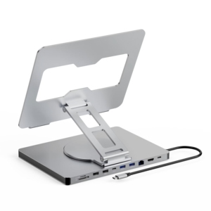 อะแดปเตอร์อะลูมิเนียม 10 in 1 USB C พร้อมแท่นวางแล็ปท็อป มัลติพอร์ต USB 3.0 Type C Hub รองรับ 4K 60Hz HDTV และ Gigabit Lan - Product Image 1