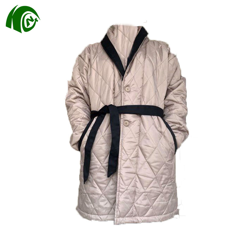 Matelassé Hommes Robe Vintage Fumer de Chambre Veste Long Bordeaux