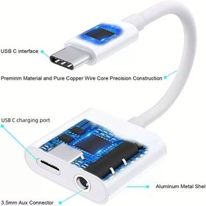 สายแปลงหูฟังดิจิตอล 2 in 1 Type-C เป็น 3.5 มม. อะแดปเตอร์ Type C USB-C ตัวผู้ เป็น 3.5 Aux ตัวเมีย สำหรับโทรศัพท์มือถือ - Product Image 4
