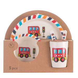 Service de vaisselle 5 pièces pour enfant, joli et écologique en bambou, <span class=keywords><strong>ensemble</strong></span> d'aliments sans danger pour les tout-petits, offre spéciale - Product Image 6