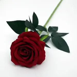 인공 꽃 장미 제조 업체 대량 도매 하이 퀄리티 빨간 플라스틱 라텍스 장식 꽃 Fleur Artifiielle인기