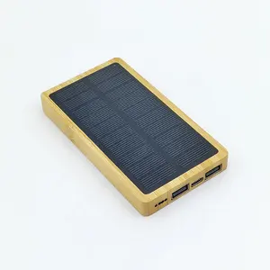 FSC Eco Friendly Bamboo 5000mAh 10000mAh Solar Power Bank Station With Luminous Logo