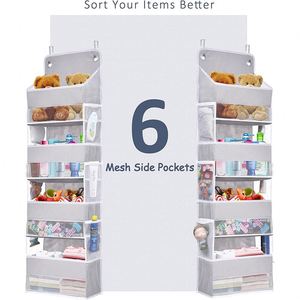 Sac de rangement mural pliable à forte capacité de charge, organisateur à suspendre sur la porte avec poches latérales en filet - Product Image 3