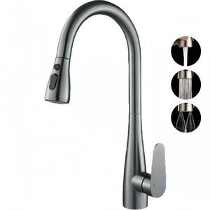 ก๊อกน้ำห้องครัวแบบดึงลงได้พร้อมหัวฉีด 3 ฟังก์ชั่น แรงดันสูง และหมุนได้ 360 องศา °   ก๊อกผสมน้ำร้อน/น้ำเย็นแบบหมุนได้สำหรับอ่างล้างจาน - Product Image 2