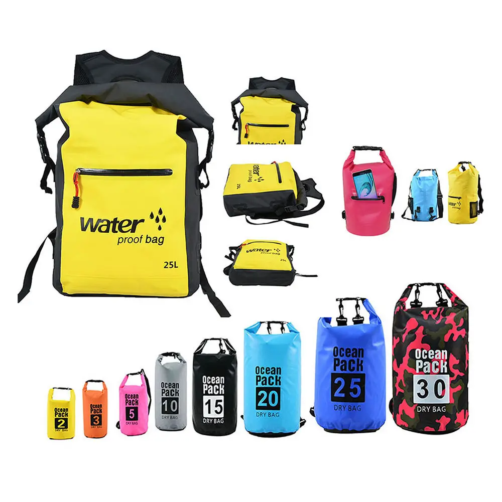 Outdoor Hiking waterproof dry Backpack 2L/5L/10L/20L/25L/30L bag swimming ocean pack floating waterproof dry bag