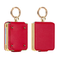 Étuis de téléphone en cuir fins antichoc avec anneau métallique et protection de la charnière pour Samsung Galaxy Z Flip 8 Flip8 7 avec boîte