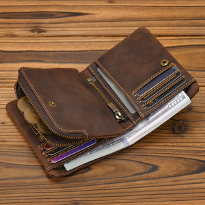 Portafoglio Mini Vintage da <span class=keywords><strong>Uomo</strong></span> in Vera Pelle di Alta Qualità, Porta Carte di Credito Corto con Blocco RFID, Porta Biglietti da Visita - Product Image 2
