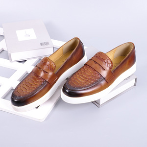 Mocassins pour hommes en cuir véritable, bout rond, semelle extérieure en caoutchouc, semelle intermédiaire en EVA, confortables, toutes saisons, chaussures bateau - Product Image 2