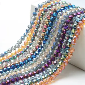 Grosir banyak warna manik-manik biji manik-manik kaca massal-Ragam Bulat Glass Beads untuk Perhiasan Membuat Jumlah Besar 2/3/4Mm Manik-manik Kristal Untuk Kalung Gelang Anting-Anting DIY Aksesoris