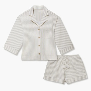 Pigiama da Donna a Maniche Lunghe a Righe, Set Due Pezzi in Cotone Pima, Completo Corto Sostenibile <span class=keywords><strong>per</strong></span> il Sonno Femminile - Product Image 3