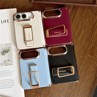 Étui de téléphone en cuir à rabat pour iPhone Duo, écran pliable, support rotatif électroplaqué, coque unie pour Apple 18 Duo
