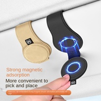 Clip magnétique pour lunettes de soleil en cuir de luxe multifonctionnel populaire pour voiture Pare-soleil Rangement portable pour lunettes de soleil Clip pour carte