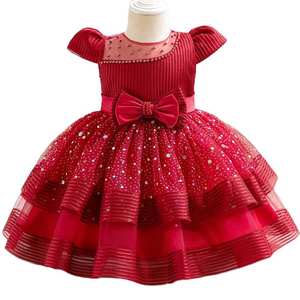 Kinderen Prinses Polka Dot Verjaardagsfeestje Meisje Kralen Bloem Baby Trouwjurk 1 <span class=keywords><strong>2</strong></span> 3 4Y - Product Image 1
