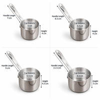Cawan Saus Celup Gagang Panjang Stainless Steel 304, Wadah Bumbu, Piring Saus Salad untuk Hotel, Prasmanan, dan Katering 60-250ml