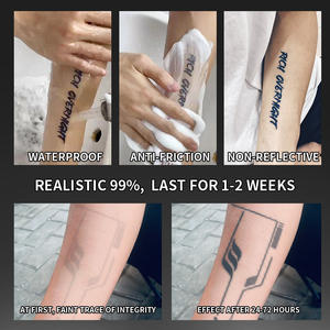 Mezza manica temporanea tatuaggio linea geometrica fascia da braccio Semi permanente tatuaggio impermeabile per 2 settimane tatuaggio a base di erbe per il braccio - Product Image 5