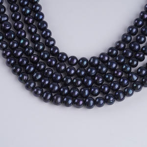Vente en gros de perles d'eau douce naturelles noires de 9 à 10 mm, perles semi-finies pour collier, pour la fabrication de bijoux faits main - Product Image 3