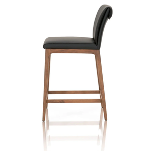  Alex Counter <b>Stool</b> Leather/ Solid Oak <b>wood</b> Walnut finish Durable High Bar <b>Stool</b> for Home Bar & Dining Room - Product Image 3