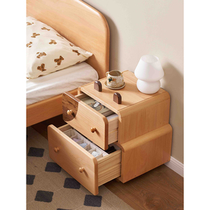 <span class=keywords><strong>Comodino</strong></span> <span class=keywords><strong>per</strong></span> Bambini a Forma Carina, Tavolino da Notte Montessori in Legno con 2 Cassetti Portaoggetti - Product Image 2