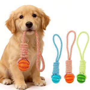 Durable Rope <b>Ball</b> Chew Toy For Dogs With Geometric Pattern Orange Blue Green Colors Small Size Indoor Use - Product Image 1