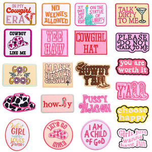 Service OEM/ODM Patch brodé personnalisé en polyester, motif botte Howday, thermocollant, pour streetwear - Product Image 1