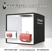 Produsen PULUZ Kotak Studio Foto Ring Light Lipat Portabel 25cm 12 Warna Latar Belakang Tenda Pemotretan untuk Fotografi Produk