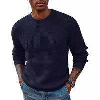 Pull à col rond pour homme en fibre acrylique de couleur unie, à manches longues, avec une grande élasticité, pull à col rond pour homme OEM