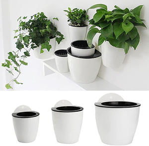 Pots de fleurs suspendus auto-arrosants en plastique pour dropshipping, pots de fleurs <span class=keywords><strong>paresseux</strong></span> ronds à fixer au mur, pour intérieur et extérieur - Product Image 4