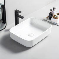 Articles sanitaires umywalka lazienkowa lavabo en céramique monté sur le comptoir lavabo Rectangle salle de bains évier de lavage