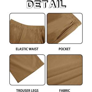 2025 Men's <b>Linen</b> Cotton <b>Trousers</b> Bleached Decoration Casual Loose Fit Straight-Leg Beach Yoga Lounge Elastic Waist B0CDWQGR9N - Product Image 5