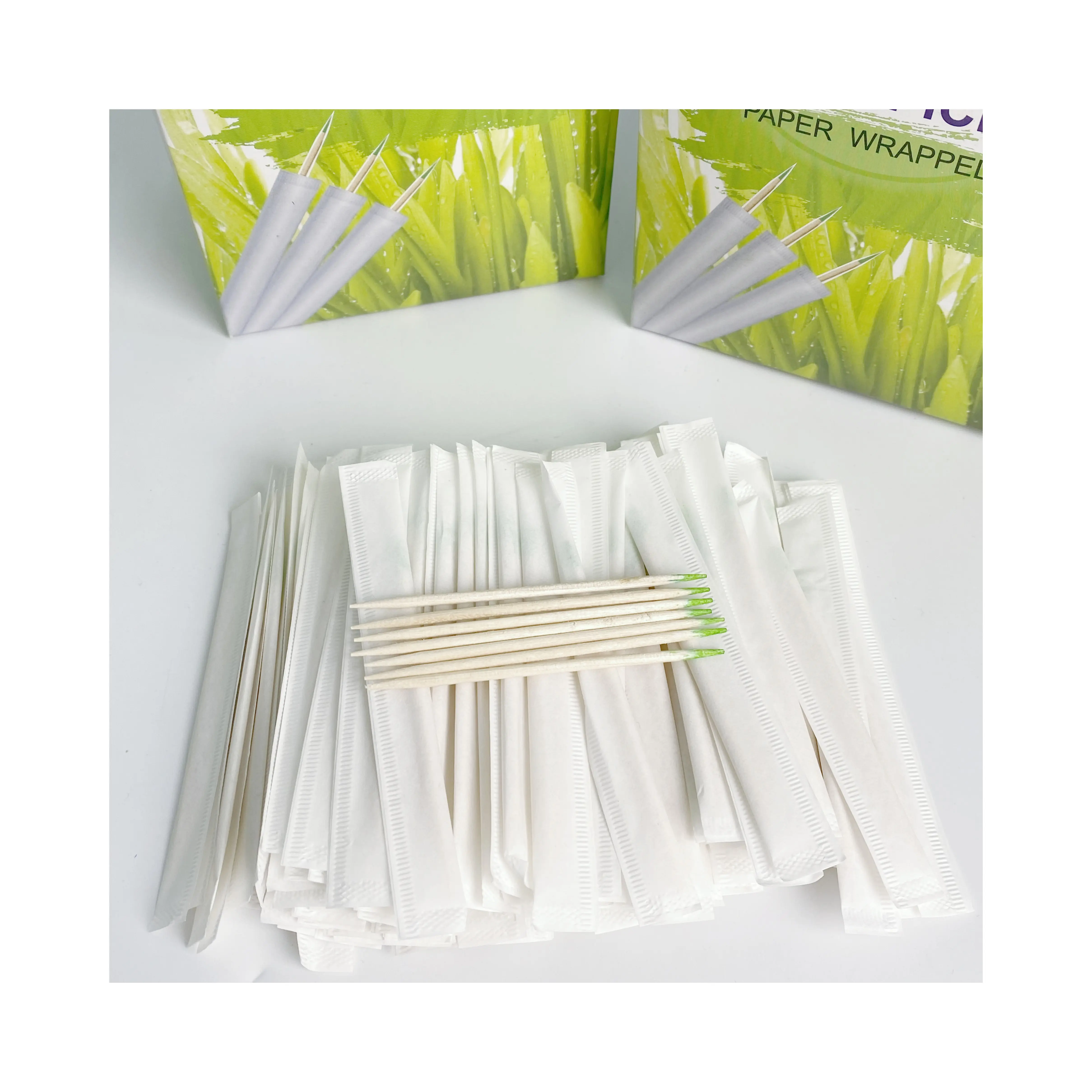 Holz Bambus einzeln Zelloverpackung Geschmack Zahnstoßstöpsel 2,5 Zoll Pack 1000