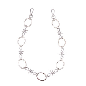 Cadena de cintura blanca K de una sola capa con diseño de púas circulares y patchwork, accesorio de mezclilla para mujer, a la moda - Product Image 5