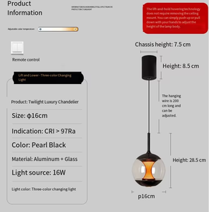 Lampadario Moderno Italiano in Vetro per Tutta la Casa, Minimalista, a Spettro Completo, Protezione Occhi, Lampada a Sospensione per Sala da Pranzo e Comodino - Product Image 6