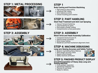 Machine à coudre industrielle à bras long, robuste, à alimentation directe d'usine, avec nouvelle pédale de commande au pied, en fer et plastique, la plus vendue