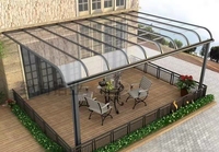 Auvent manuel en aluminium imperméable pour balcon et terrasse, avec toit en polycarbonate, anti-UV, coupe-vent, durable, pour maison et piscine