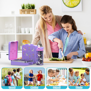 Set de Lonchera Infantil Aislada y Botella de Agua de Plástico a Prueba de Fugas para Viajes Escolares - Product Image 2