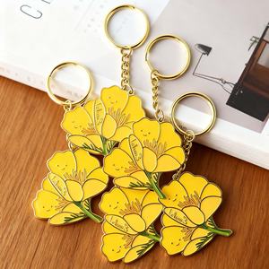 Llavero de metal esmaltado personalizado de aleación de zinc con diseño de girasol, de gran venta, para colgar en la bolsa, de lujo - Product Image 5