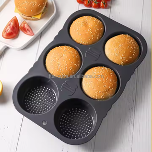 Silicone 6-link <span class=keywords><strong>Hamburger</strong></span> Moule Ménage <span class=keywords><strong>Pain</strong></span> Moule Nouveau Gâteau Ouverture <span class=keywords><strong>Pain</strong></span> Cuisson Plateau Moule Résistant Aux Hautes Températures - Product Image 1