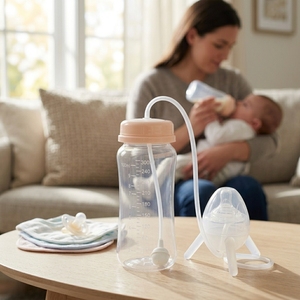 Biberons anti-fuite personnalisés OEM/ODM avec logo imprimé, calibre standard 300 ml, ensemble de biberons mains libres en PP pour bébé, vente en gros - Product Image 3