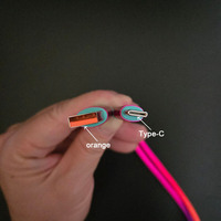 Cables USB a USB Tipo C Trenzados de Colores Arcoíris, Resistentes y Duraderos, con Mayor Resistencia